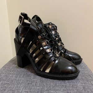 FashionNova “Kirby” strappy black cut-out heels!
